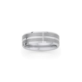 M+y tungsten carbide satin line men's ring