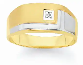 Angus & Coote 9ct two tone gold men's diamond set ring offer