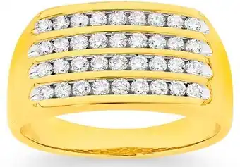Angus & Coote 9ct gold men's diamond channel set ring offer