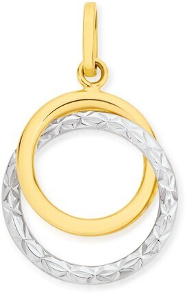 Angus & Coote 9ct gold two tone double circle pendant offer