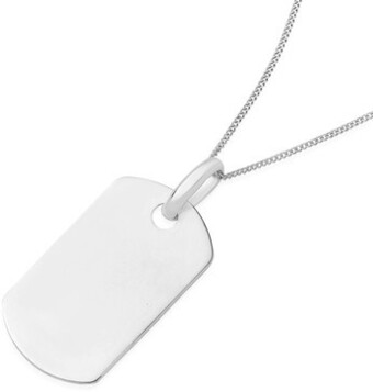 Angus & Coote Sterling silver men's dogtag pendant on 50cm chain offer