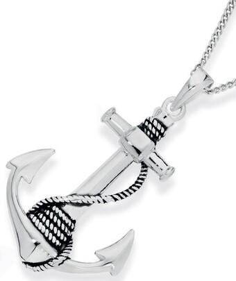 Angus & Coote Sterling silver men's large anchor & rope pendant offer