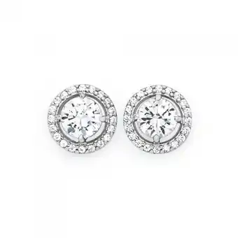 Goldmark Sterling silver cz round halo stud earrings offer