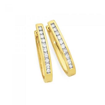 Goldmark 9ct gold diamond channel set huggie earrings offer