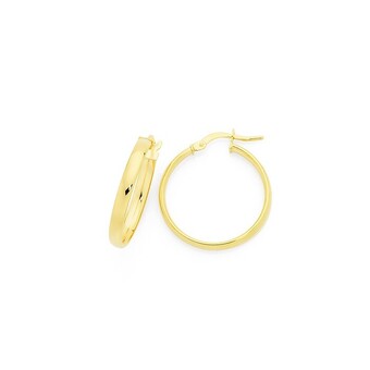 Goldmark 9ct gold 3x20mm half round hoop earrings offer