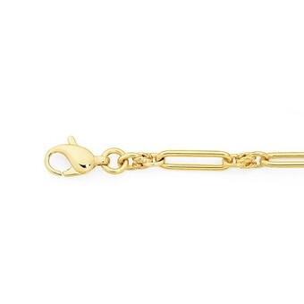 Goldmark 9ct gold 19cm solid fancy knot paperclip bracelet offer