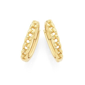 Goldmark 9ct gold curb link huggie earrings offer