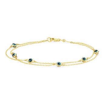 Goldmark 9ct gold 19cm double strand evil eye bracelet offer