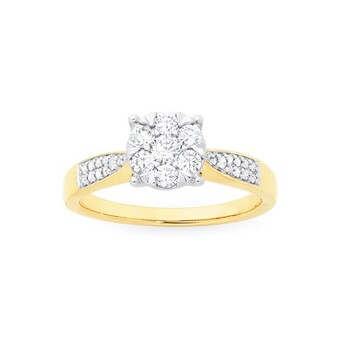 Goldmark 9ct gold diamond cluster ring offer