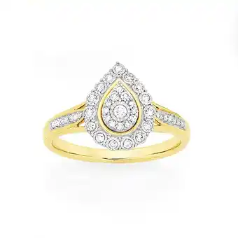 Goldmark 9ct gold two tone diamond pear cluster ring offer