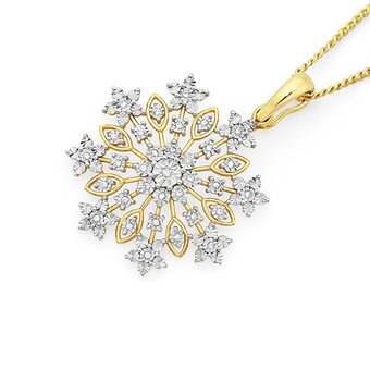 Goldmark 9ct gold diamond snowflake pendant offer