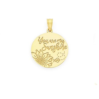 Goldmark 9ct gold sunflower & bee message disc pendant offer