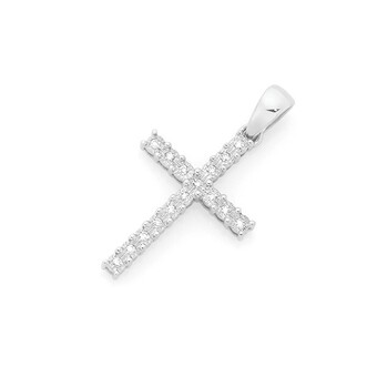 Goldmark 9ct white gold diamond cross pendant offer