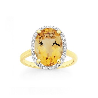 Goldmark Manhattan g cocktail ring collection - 9ct gold honey quartz oval shape ring offer