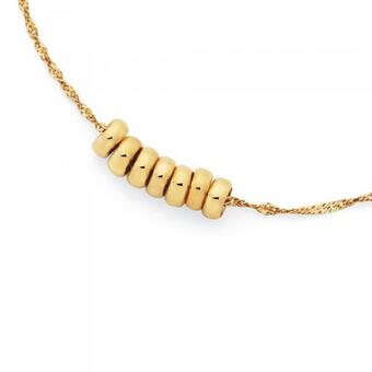9ct gold 25cm rings of luck anklet