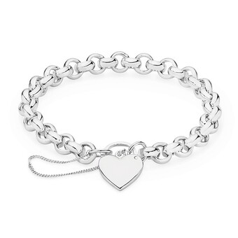 Goldmark Sterling silver large belcher plain padlock bracelet offer