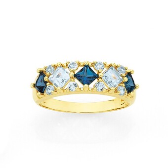 Goldmark 9ct gold london & sky blue topaz dress band offer