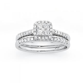 Goldmark 9ct white gold diamond bridal set offer