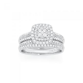 Goldmark 9ct white gold diamond bridal set offer
