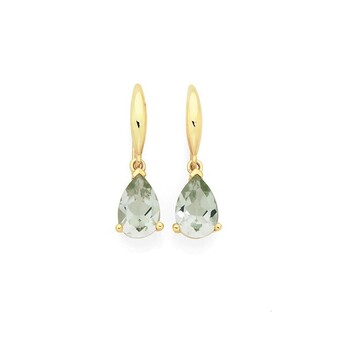 Goldmark 9ct gold green amethyst pear shape earrings offer