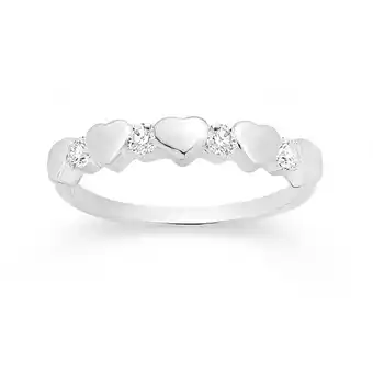 Sterling silver cz with plain hearts ring size o