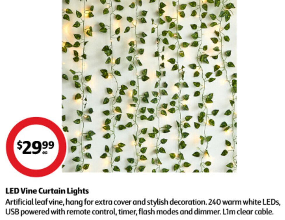 LED Vine Curtain Lights offer at Coles