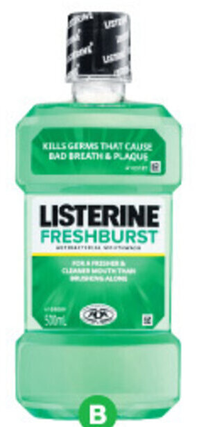 Woolworths Listerine Fresh Burst Mouthwash 500ml offer