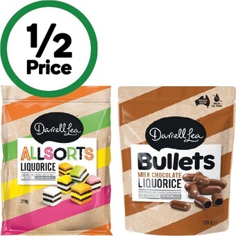 Woolworths Darrell lea chocolate coated bites, bullets, liquorice, lifesavers, batch 37 or all sorts 140-280g offer