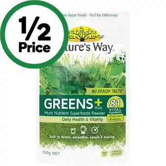 Woolworths Nature’s way super foods greens boost 100g~ offer