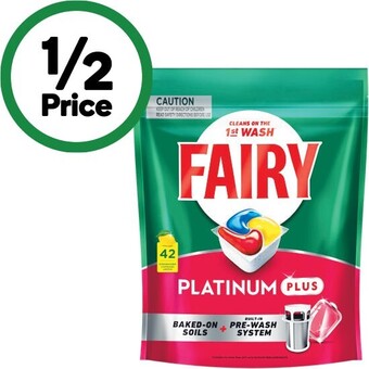 Woolworths Fairy platinum plus dishwashing tablets pk 42 offer