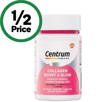 Woolworths Centrum collagen boost & glow pk 50* offer