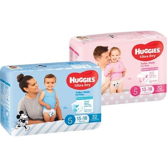 Woolworths Huggies ultra dry bulk nappies pk 30-54 offer