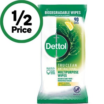 Woolworths Dettol tru clean wipes pk 90 offer