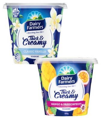Coles Dairy farmers thick & creamy yoghurt 600g offer