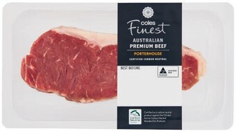 Coles Coles finest carbon neutral beef porterhouse steak 370g offer