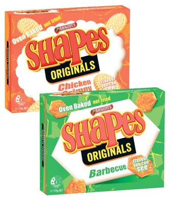 Coles Arnott's shapes crackers 130g-190g offer