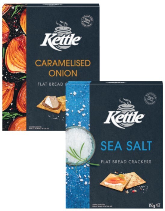 Kettle flat bread crackers 140g150g offer at Coles
