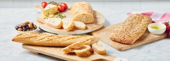 Coles Coles bakery stone baked by laurent turkish loaf, ciabatta loaf or sourdough baguette offer