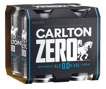 Coles Carlton zero alcohol beer cans 4x375ml offer