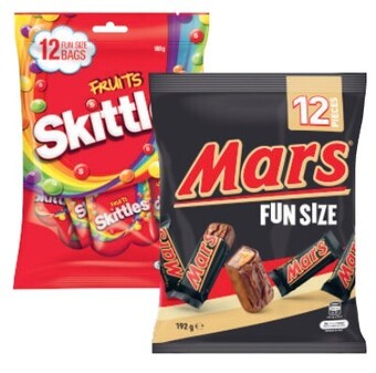 Coles Mars medium funsize bag 132g-192g or skittles funsize bag 180g offer