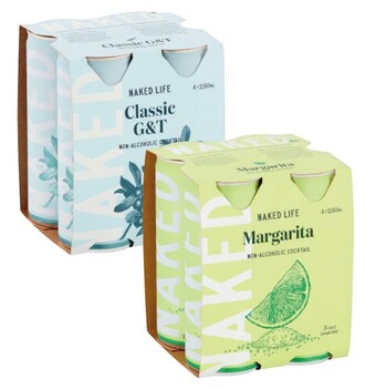 Coles Naked life non alcoholic cocktails 4x200ml or 4x250ml offer