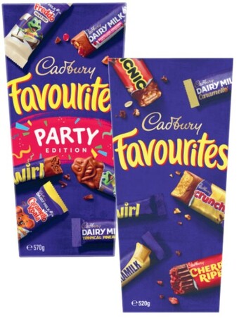Coles Cadbury favourites boxed chocolate 520g offer