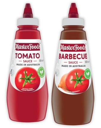Coles Masterfoods squeeze tomato or barbecue sauce 475ml-500ml offer