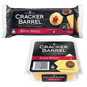 Cracker barrel cheese block or slices 250g