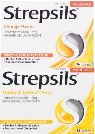 Coles Strepsils honey & lemon or orange lozenges 36 pack^ offer