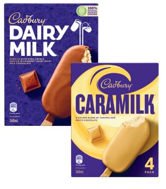 Coles Cadbury sticks 300ml-360ml offer