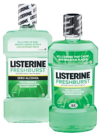 Coles Listerine freshburst or freshburst zero mouthwash 1 litre offer