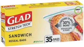 Glad stretch tech sandwich bags 35 pack