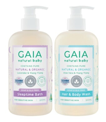 Coles Gaia natural baby hair & body wash or sleeptime bath 500ml offer