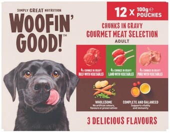 Coles Woofin' good dog food 12x100g offer